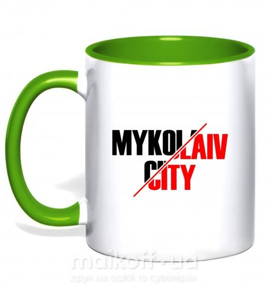 Чашка з кольоровою ручкою Mykolaiv city Зелений фото