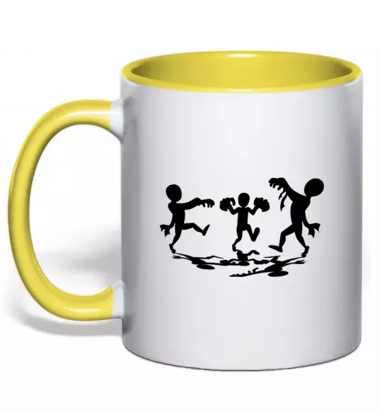 Чашка с цветной ручкой Повстання зомбі Солнечно желтый фото