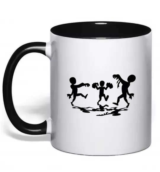 Чашка с цветной ручкой Повстання зомбі Черный фото