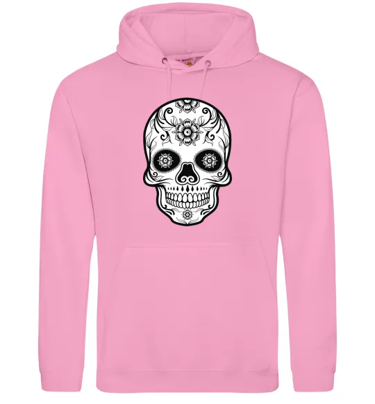 Мужская толстовка (худи) Череп чб Розовый фото
