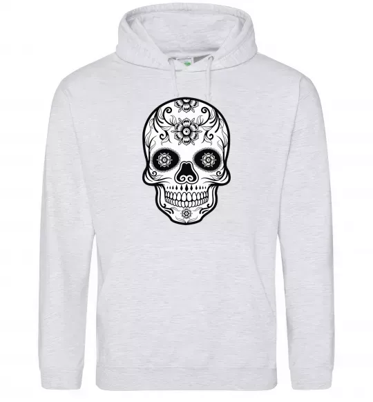 Чоловіча толстовка (худі) Череп чб Сірий меланж фото