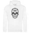 Женская толстовка (худи) Череп чб Белый фото