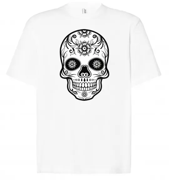 Футболка Оверсайз Череп чб Білий фото