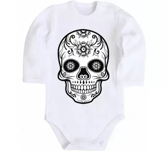 Дитячий бодік Череп чб Білий фото