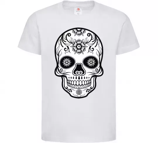Дитяча футболка Череп чб Білий фото