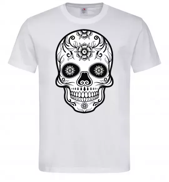 Мужская футболка Череп чб Белый фото