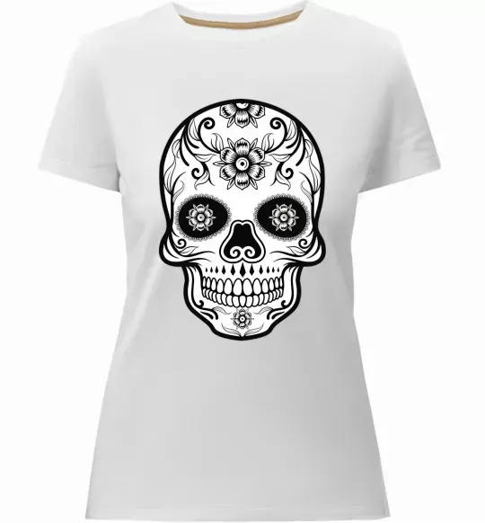 Жіноча преміум футболка Череп чб Білий фото