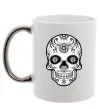 Чашка з кольоровою ручкою Череп чб Срібло фото