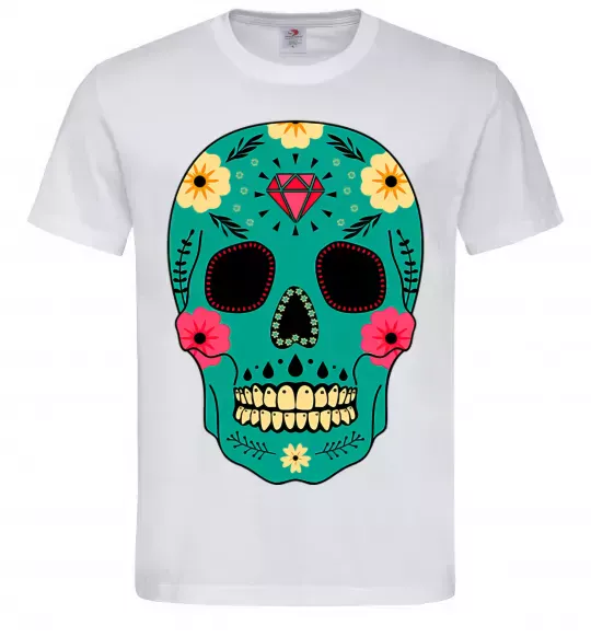Чоловіча футболка Череп бирюзовый Білий фото