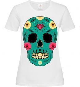 Жіноча футболка Череп бирюзовый Жіноча футболка Череп бирюзовый