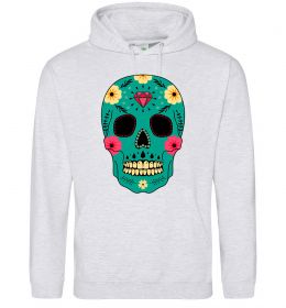 Мужская толстовка (худи) Череп бирюзовый