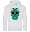 Мужская толстовка (худи) Череп бирюзовый Серый меланж фото