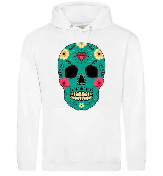 Жіноча толстовка (худі) Череп бирюзовый Білий фото