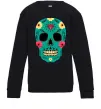 Детский Свитшот Череп бирюзовый Черный Детский Свитшот Череп бирюзовый Черный фото
