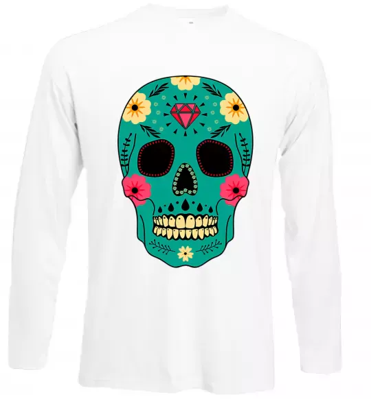 Лонгслів Череп бирюзовый Білий фото
