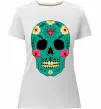 Жіноча преміум футболка Череп бирюзовый Білий фото