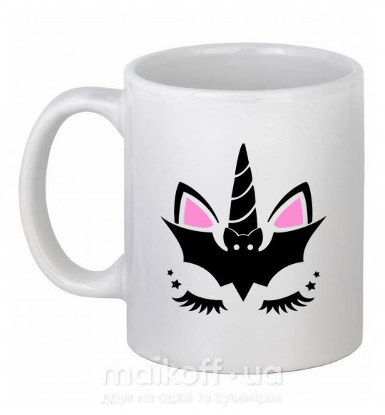 Чашка керамическая Bat unicorn Белый фото