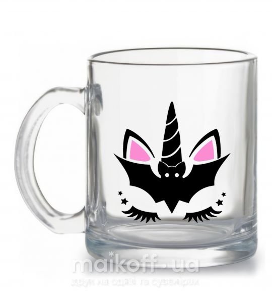 Чашка стеклянная Bat unicorn Прозрачный фото