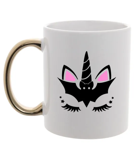 Чашка с цветной ручкой Bat unicorn Золото фото