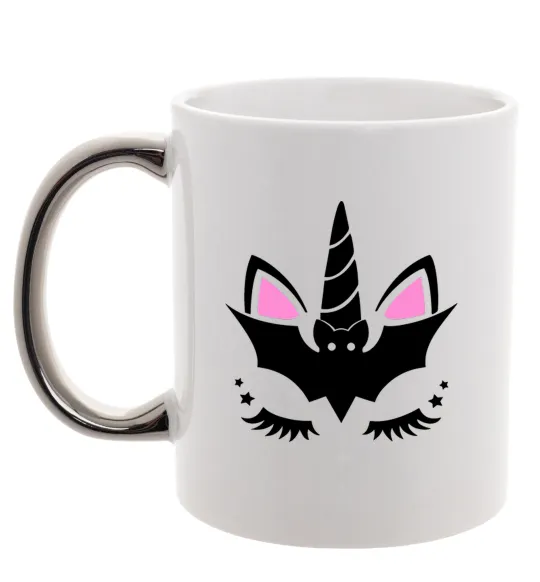 Чашка с цветной ручкой Bat unicorn Серебро фото