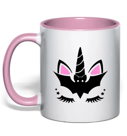 Чашка с цветной ручкой Bat unicorn Нежно розовый фото
