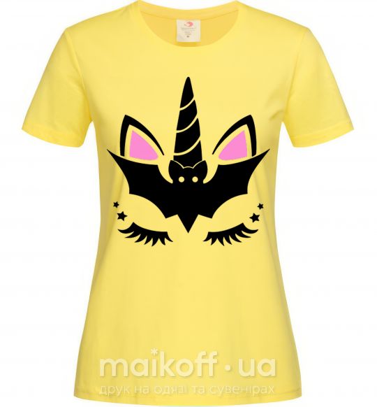 Женская футболка Bat unicorn Лимонный фото