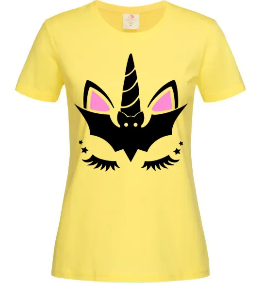 Женская футболка Bat unicorn Лимонный фото