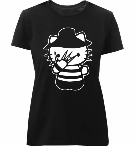 Женская премиум футболка Hello scary Черный фото