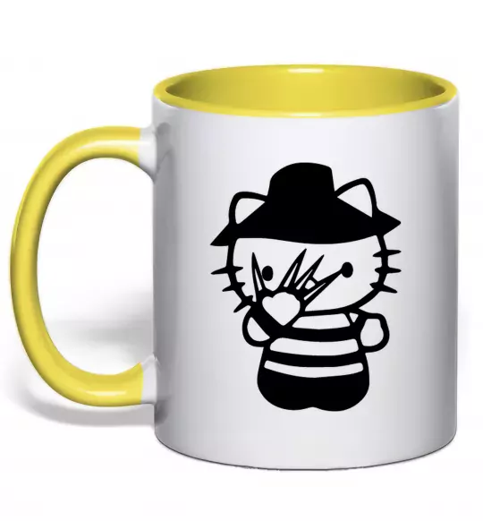 Чашка с цветной ручкой Hello scary Солнечно желтый фото