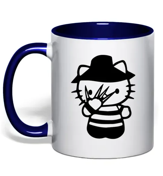 Чашка с цветной ручкой Hello scary Глубокий темно-синий фото