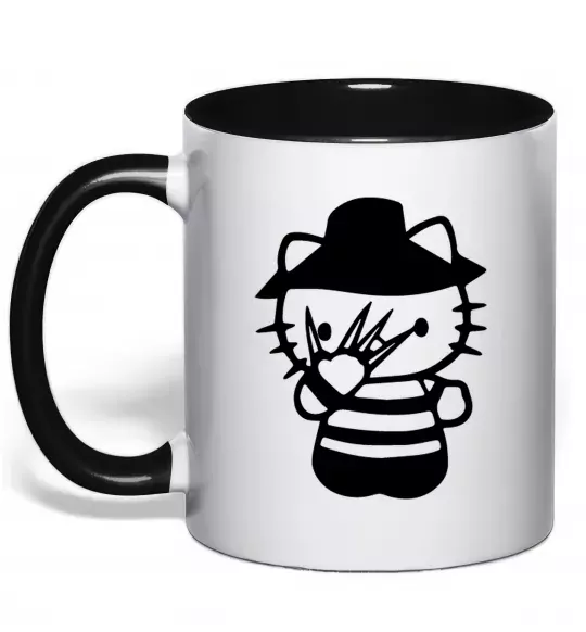 Чашка с цветной ручкой Hello scary Черный фото