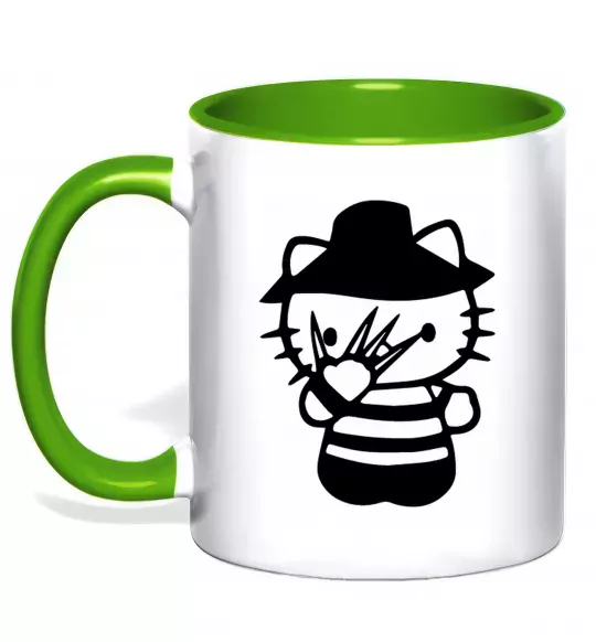 Чашка с цветной ручкой Hello scary Зеленый фото
