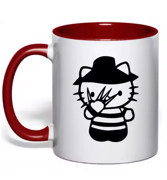 Чашка с цветной ручкой Hello scary Красный фото