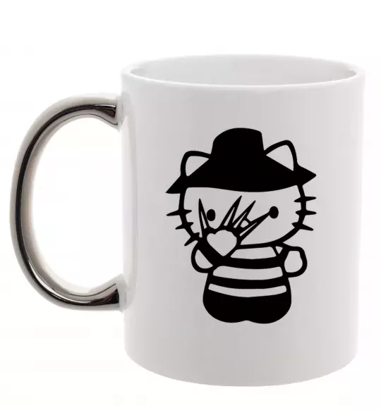 Чашка с цветной ручкой Hello scary Серебро фото