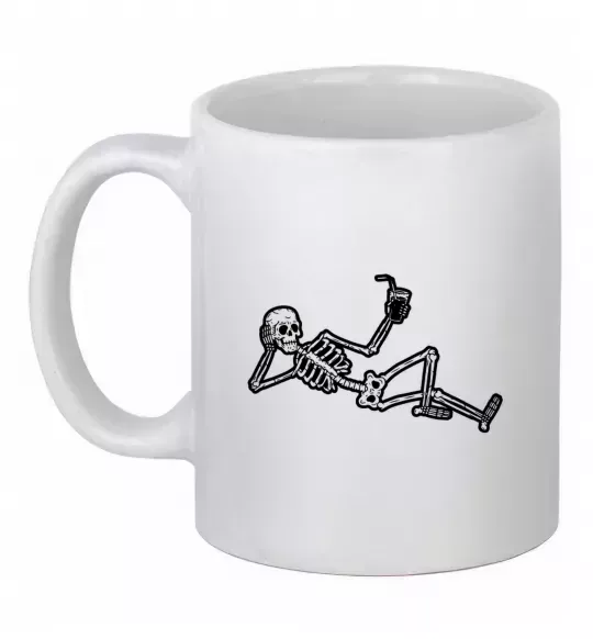 Чашка керамическая Skeleton chilling Белый фото