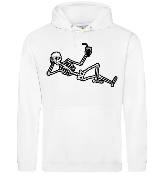 Мужская толстовка (худи) Skeleton chilling Белый фото
