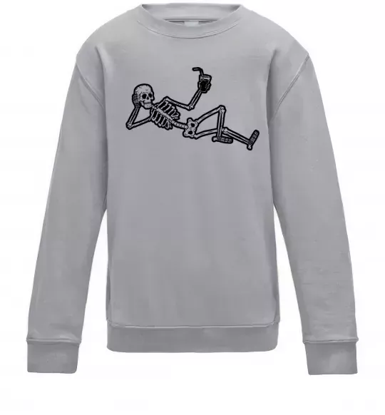 Детский Свитшот Skeleton chilling Серый меланж фото