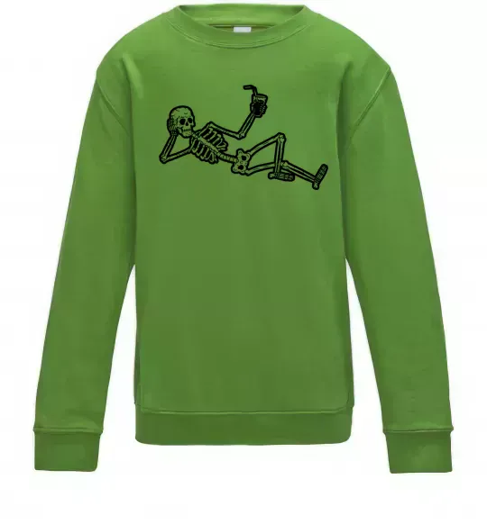 Детский Свитшот Skeleton chilling Лаймовый фото
