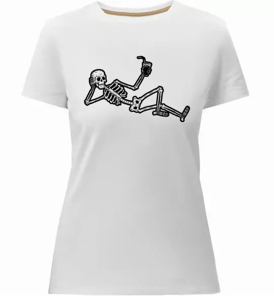 Жіноча преміум футболка Skeleton chilling Білий фото
