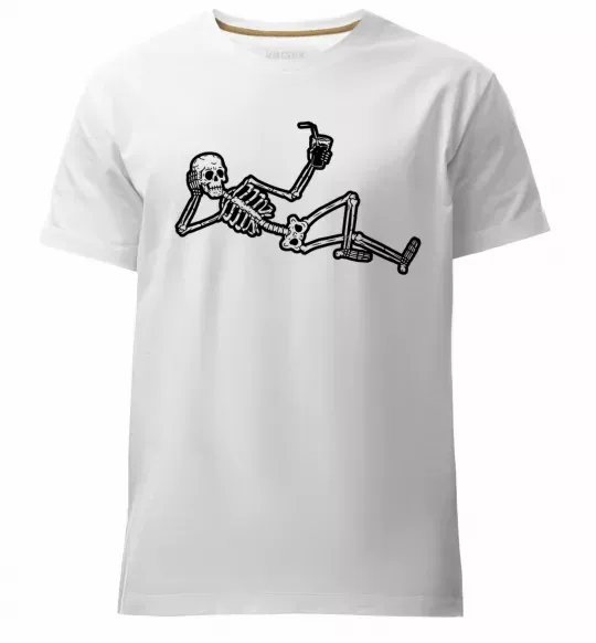 Мужская премиум футболка Skeleton chilling Белый фото