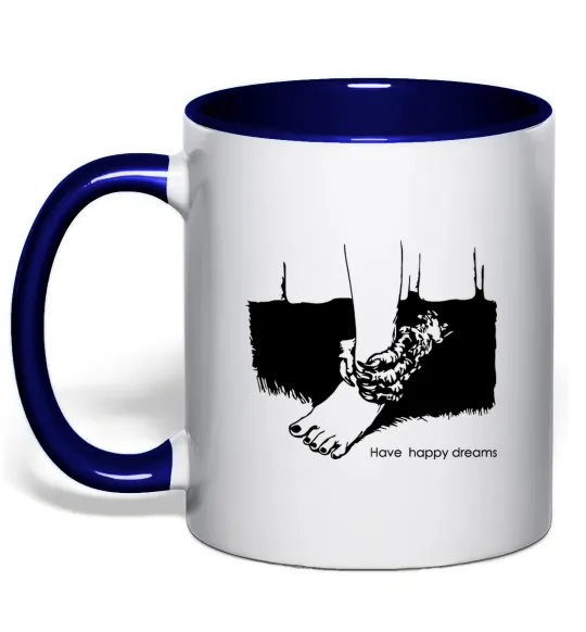 Чашка с цветной ручкой Have happy dreams Глубокий темно-синий фото