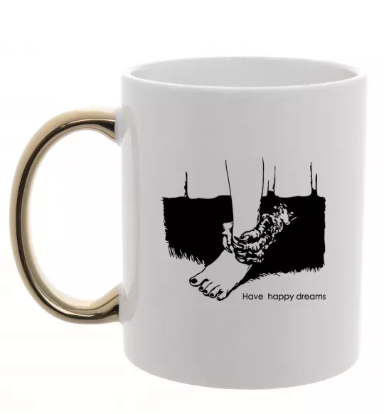 Чашка с цветной ручкой Have happy dreams Золото фото