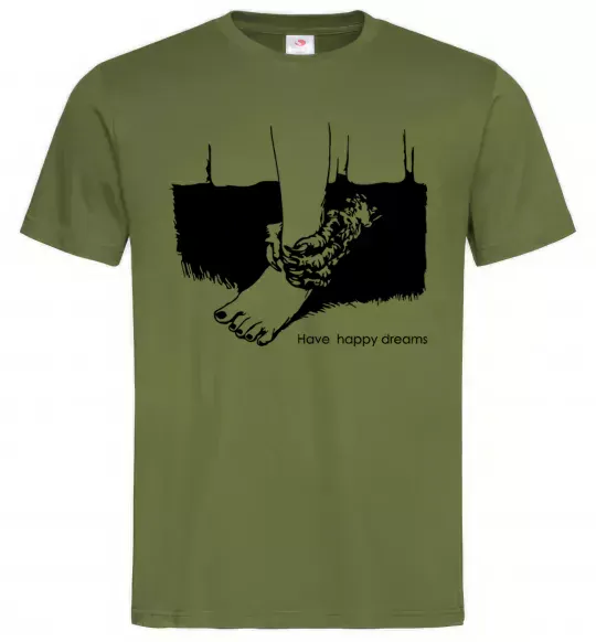 Чоловіча футболка Have happy dreams Оливковий фото