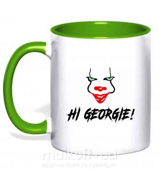 Чашка з кольоровою ручкою Hi, Georgie! Зелений фото