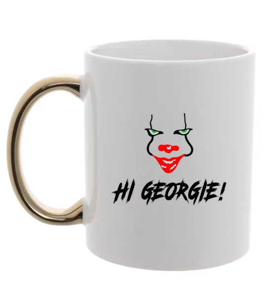 Чашка з кольоровою ручкою Hi, Georgie! Золото фото