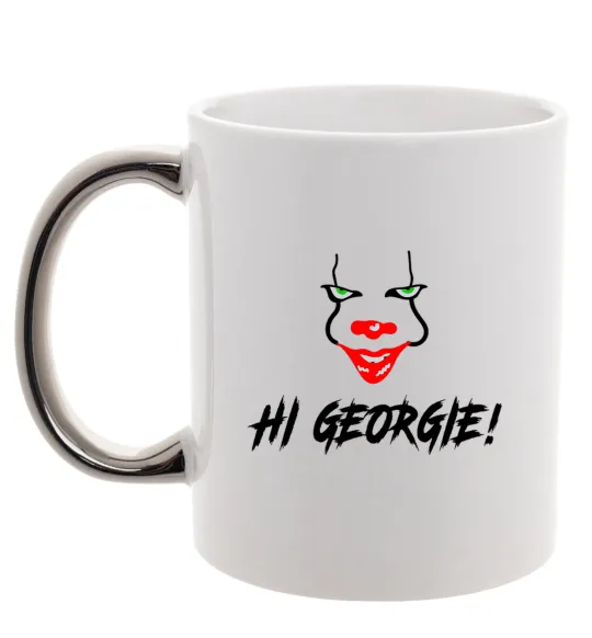 Чашка з кольоровою ручкою Hi, Georgie! Срібло фото