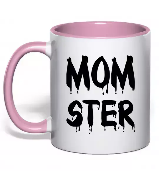 Чашка з кольоровою ручкою Momster Ніжно рожевий фото