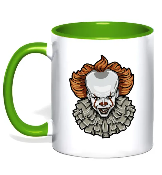 Чашка з кольоровою ручкою Оно клоун Лаймовий фото