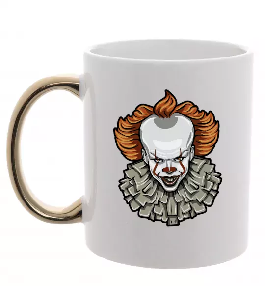 Чашка з кольоровою ручкою Оно клоун Золото фото