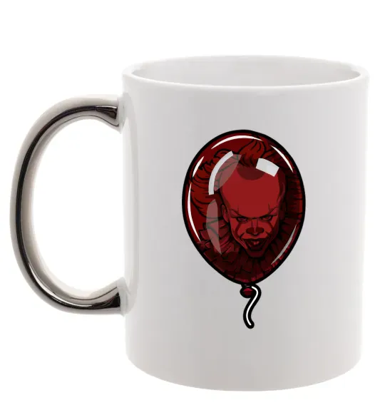 Чашка с цветной ручкой Оно шарик Серебро фото